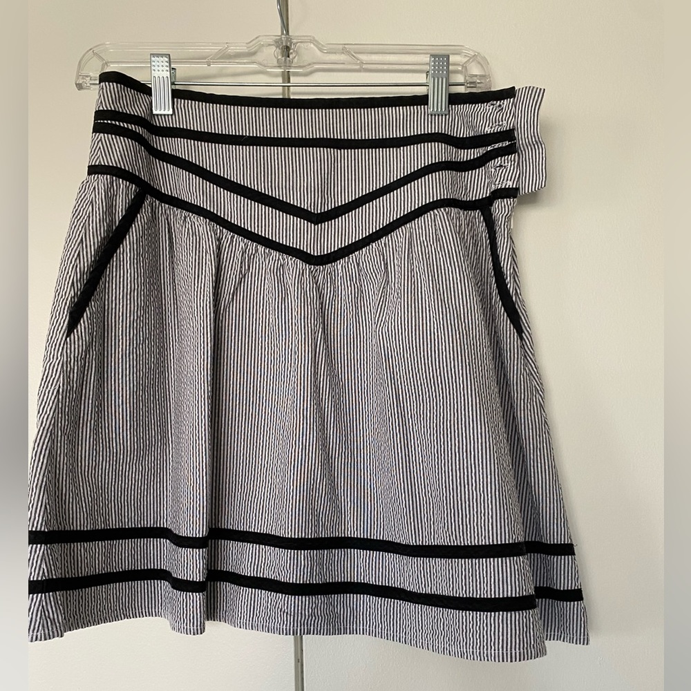 Black/White Striped Linen Skirt